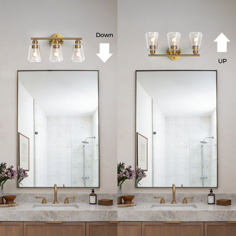 Vanity Light with Tapered Clear Glass Shade and For Hallway or Bathroom image number 6