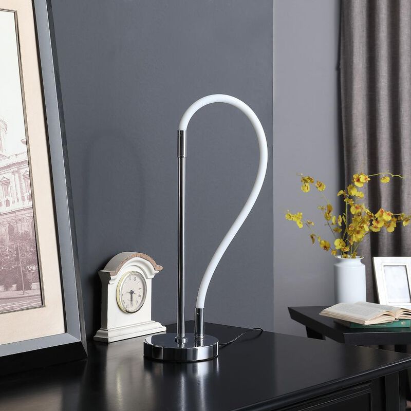 Hivvago 21" Silver Bedside Led Table Lamp