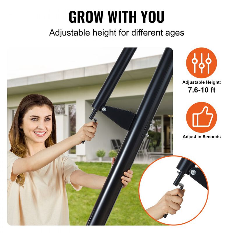 Adjustable Portable Basketball Hoop with Backboard, Wheeled Base for Driveway and Backyard-Black image number 7