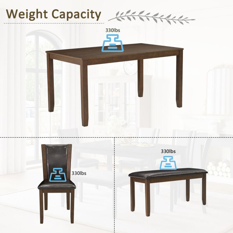 Pimmel 6‑Piece Rectangular Farmhouse Rustic  Dining Table Set image number 7