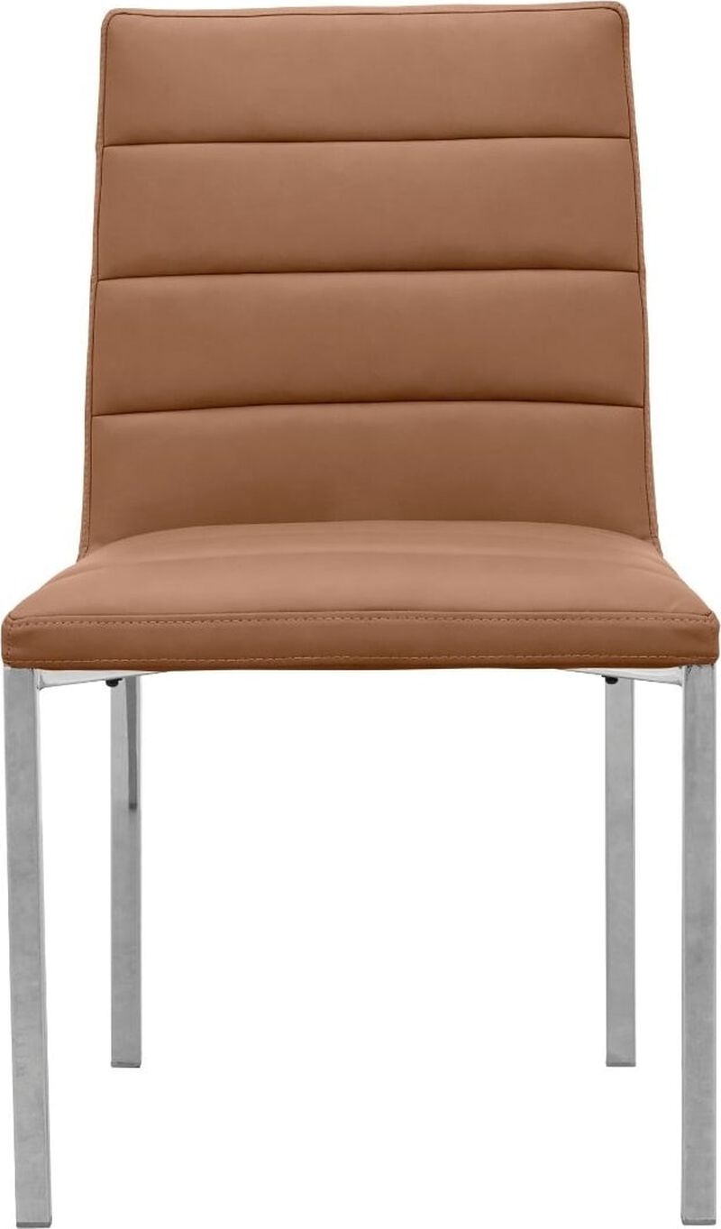 Amalfi Metal Back Chair in Cognac Leather - Set of 2