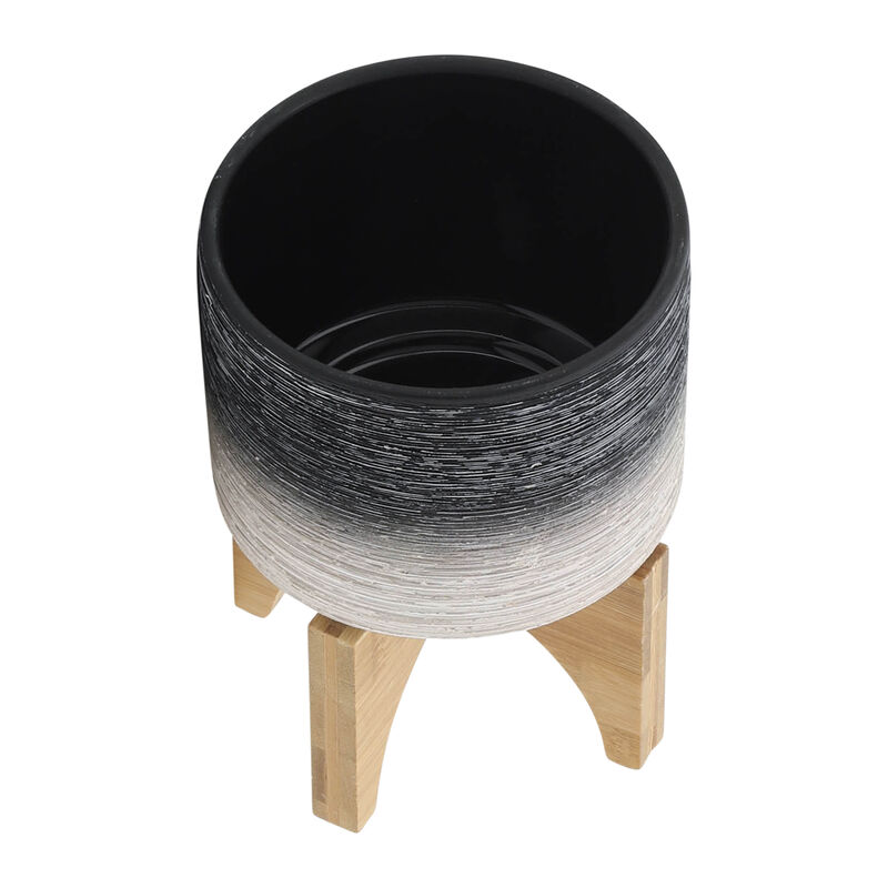 Ceramic Planter On Wood Stand image number 3