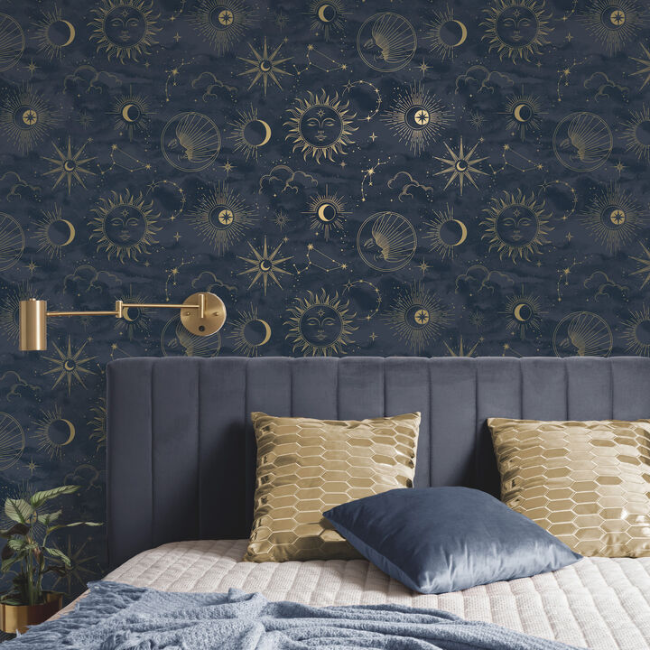 Mystic Navy Celestial Wallpaper (Set of 2)