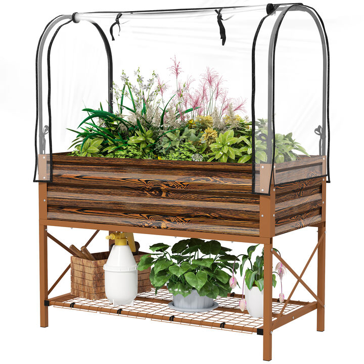 Hivvago Metal Elevated Planter Box for Outdoor Gardening
