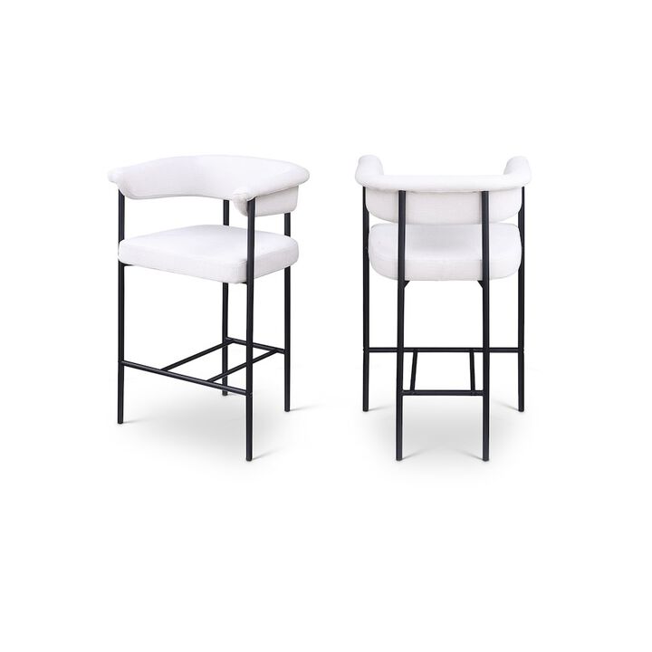 Meridian Furniture Malin Linen Textured Fabric Counter Stool, Set of 2