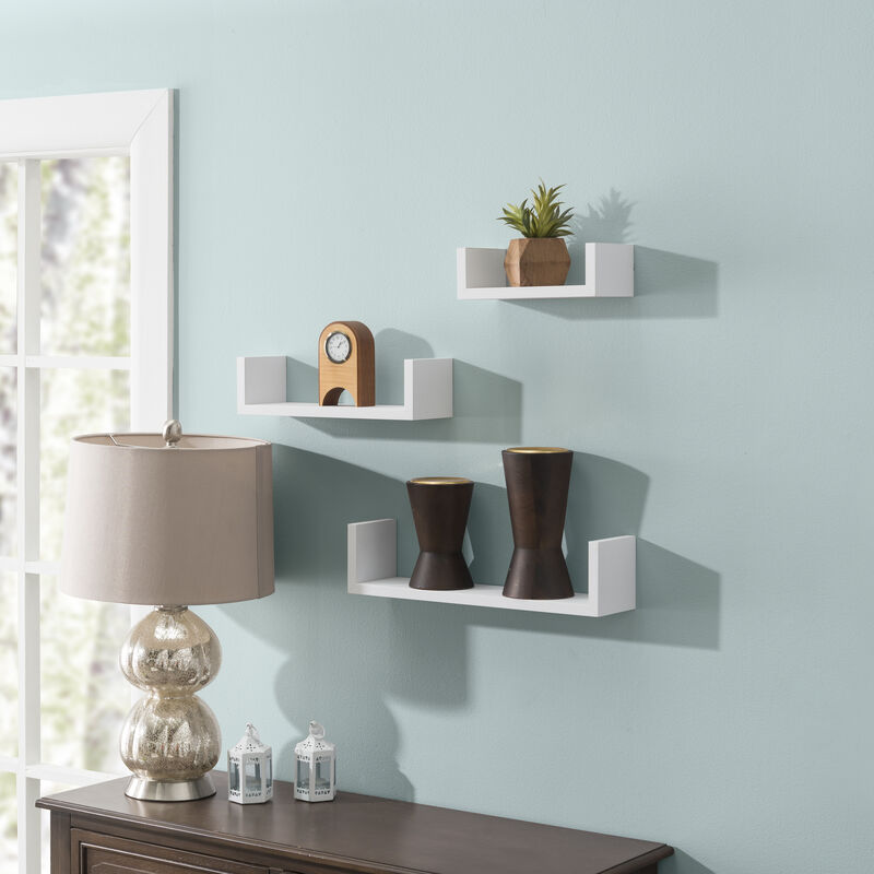 Floating 'U' Laminated Veneer Shelves (Set of 3)