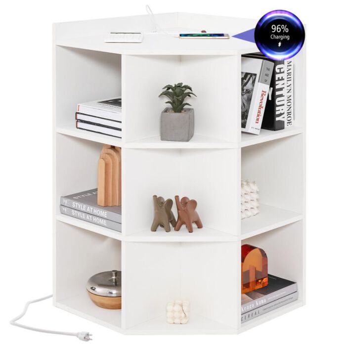 Hivvago 3-Tier Corner Cabinet with Charging Station for Bedroom