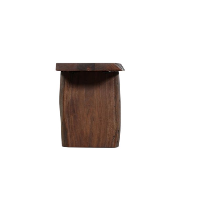 HomeRoots 60" Brown Solid Wood Solid Wood Live Edge Dining Bench image number 4