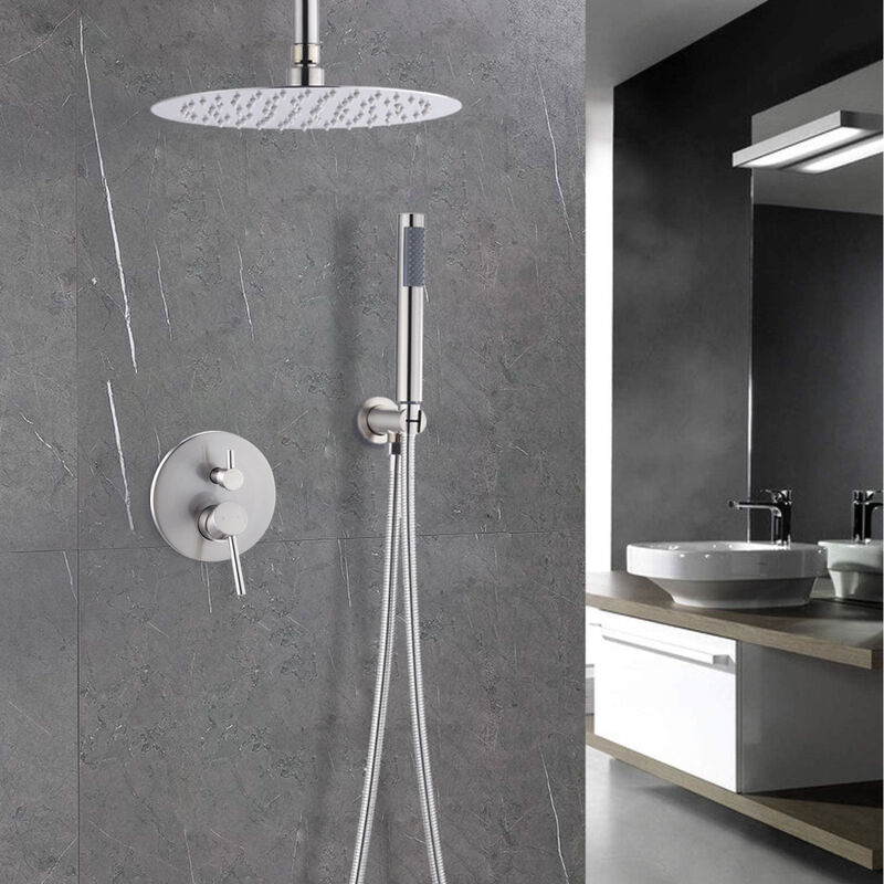 Brushed Nickel Dome Shower System with 10" and Handheld Heads