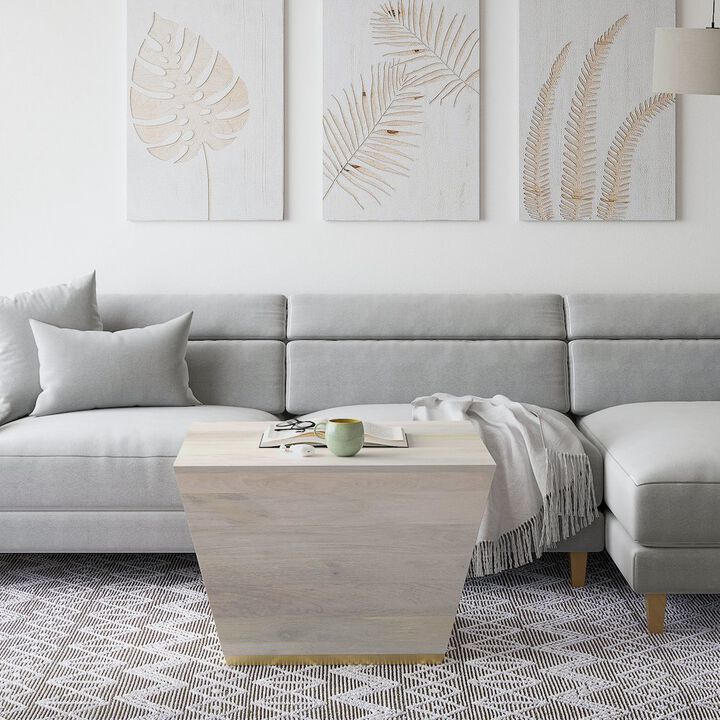 Simpli Home Abba Solid Mango Wood  Square Coffee Table In White Wash