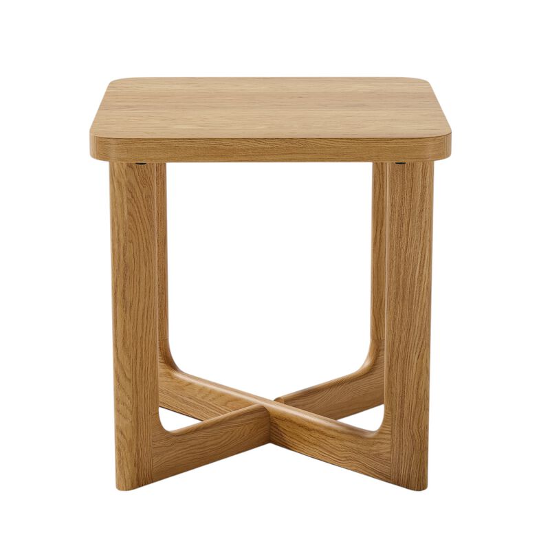 Hivvago 24 Inch Natural Solid Wood Square Cross Legs End Table