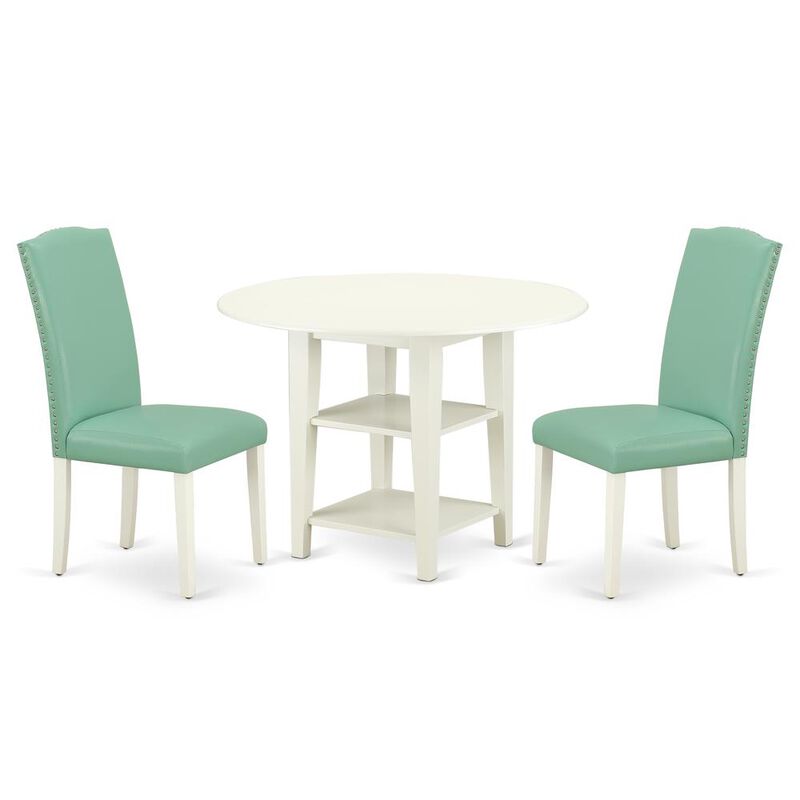 East West Furniture Dining Room Set Linen White