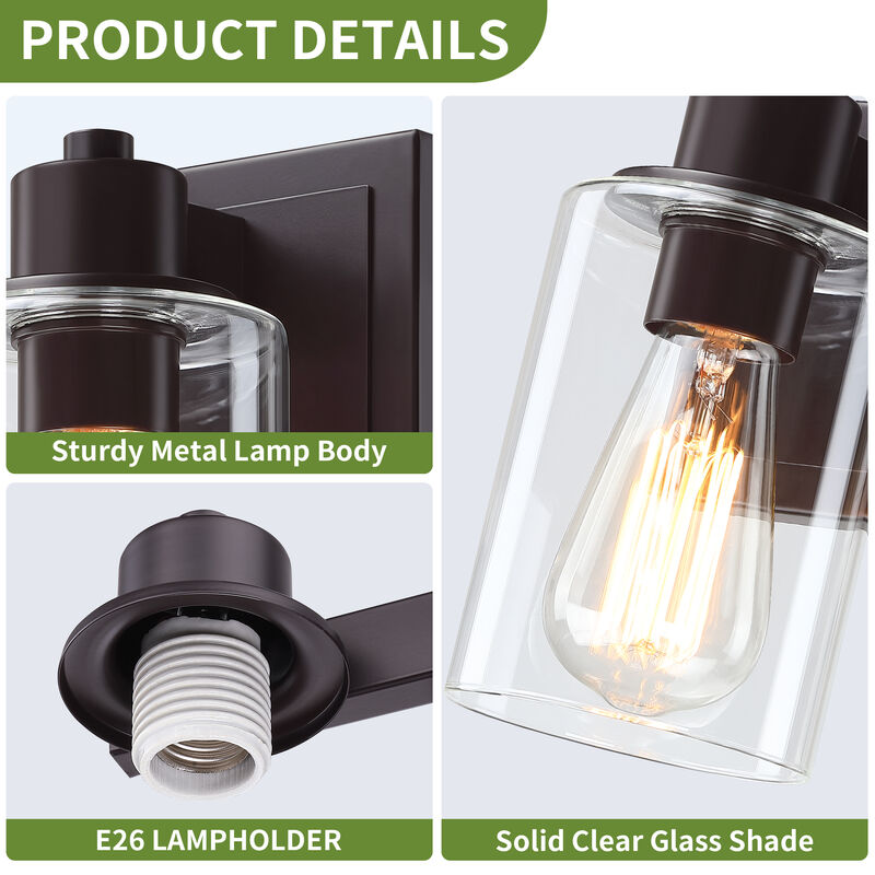 14" 2-Light Dimmable Indoor Wall Sconce with Clear Glass Shades image number 8