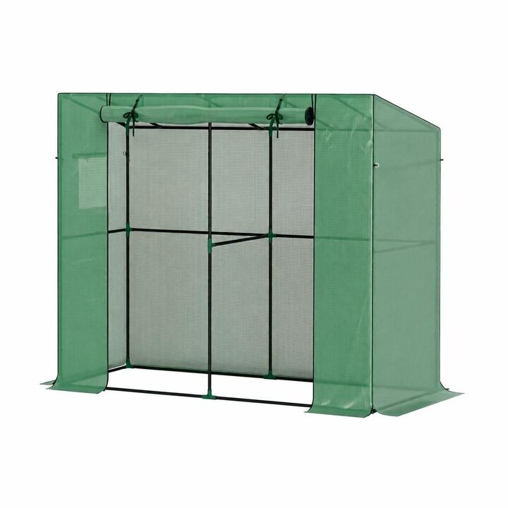 WOW PIONEER Portable Walk-in Outdoor Lean-to Small Greenhouse with Roll-up Door and Mesh Windows for Indoor and Outdoor Plant Growth