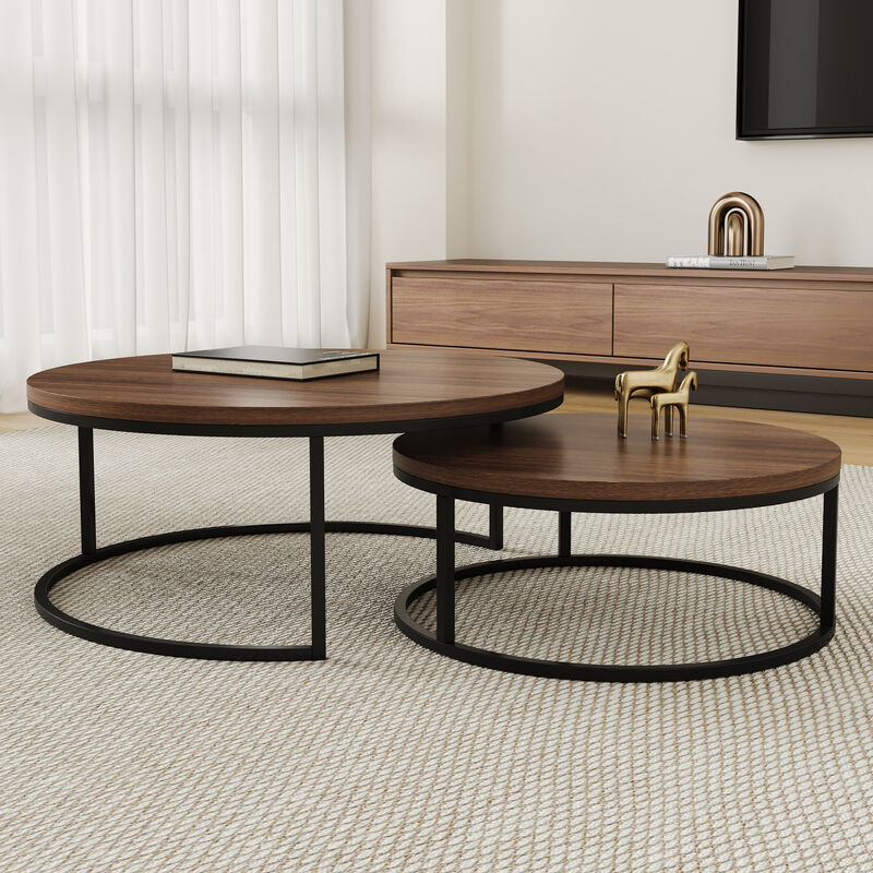 Round nesting coffee tables 2-piece