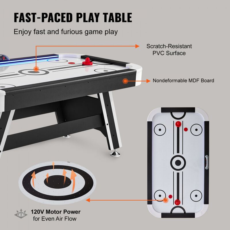 72in Air Powered Hockey Table with Electronic Scoring and LED Display image number 5