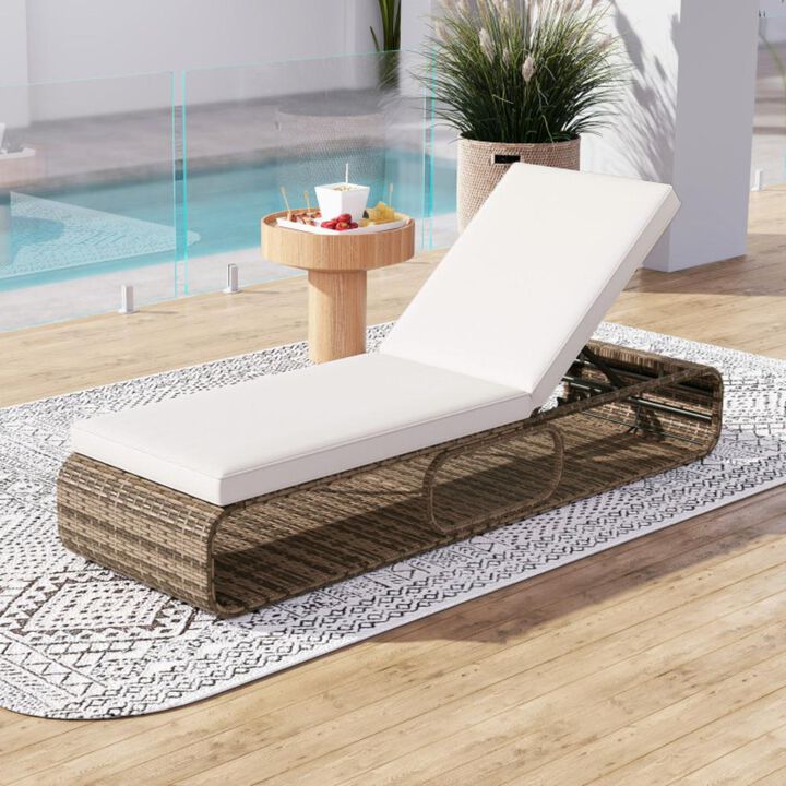 Hivvago 7-Position Adjustable PE Rattan Outdoor Chaise Lounge Chair