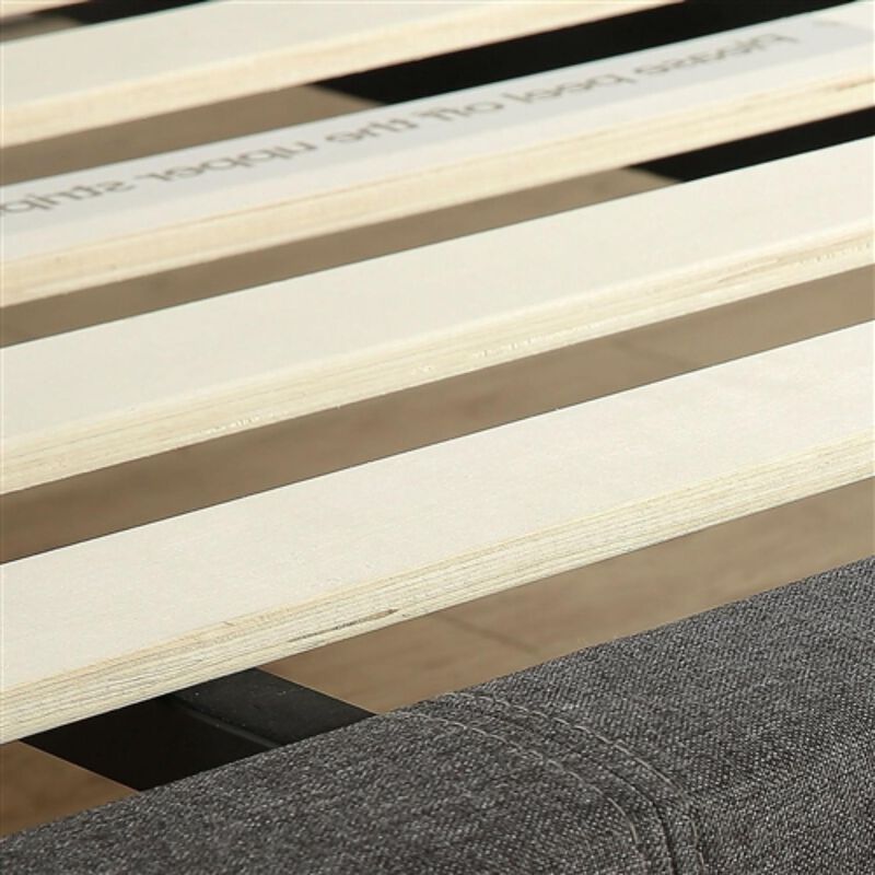 Hivvago King size Modern Grey Upholstered Padded Platform Bed Fame