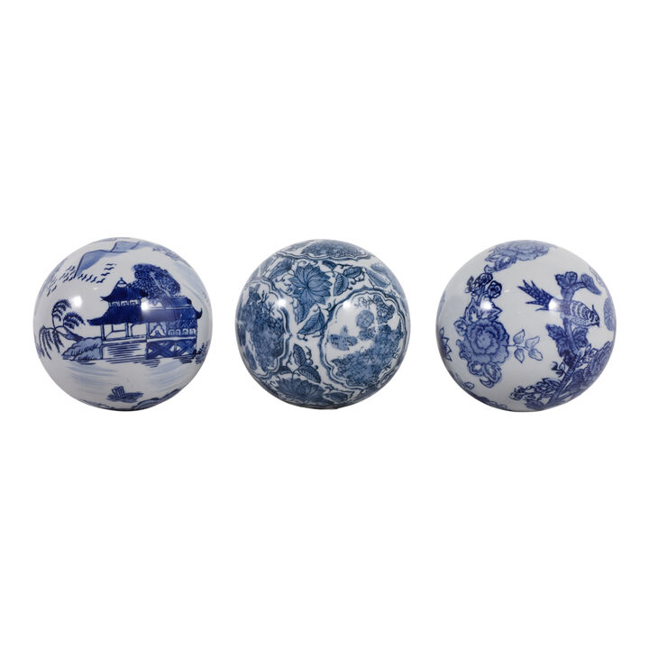 S/3 5" Chinoiserie Orbs