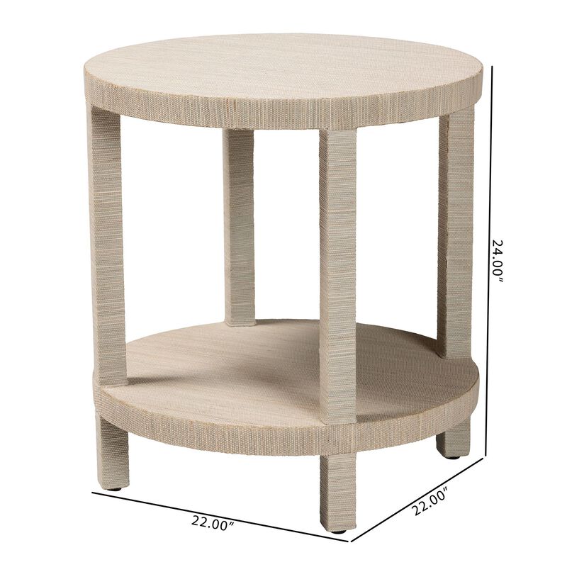 bali & pari Rocco Bohemian Woven Grasscloth End Table image number 7