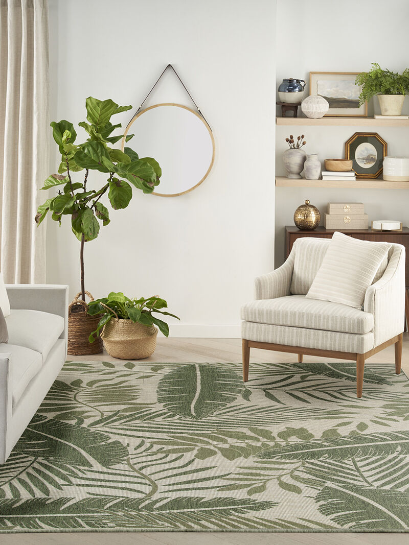 Garden Oasis GOA02 Ivory/Green 10' x 14' Rug