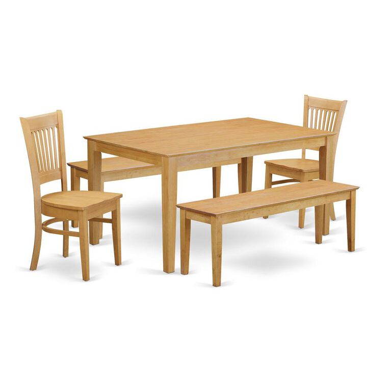 5 PcTable set - Table and 2 dinette Chairs together with 2 benches