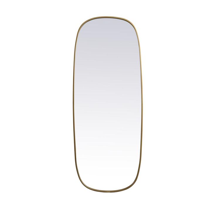 Elegant Decor Metal Frame Oval Mirror 24x60 Inch in Brass