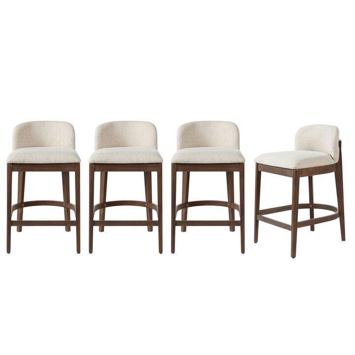 Christopher Knight Home Truda Farmhouse Rubberwood Upholstered Counter Stools with Curved Backrest (Set of 4)