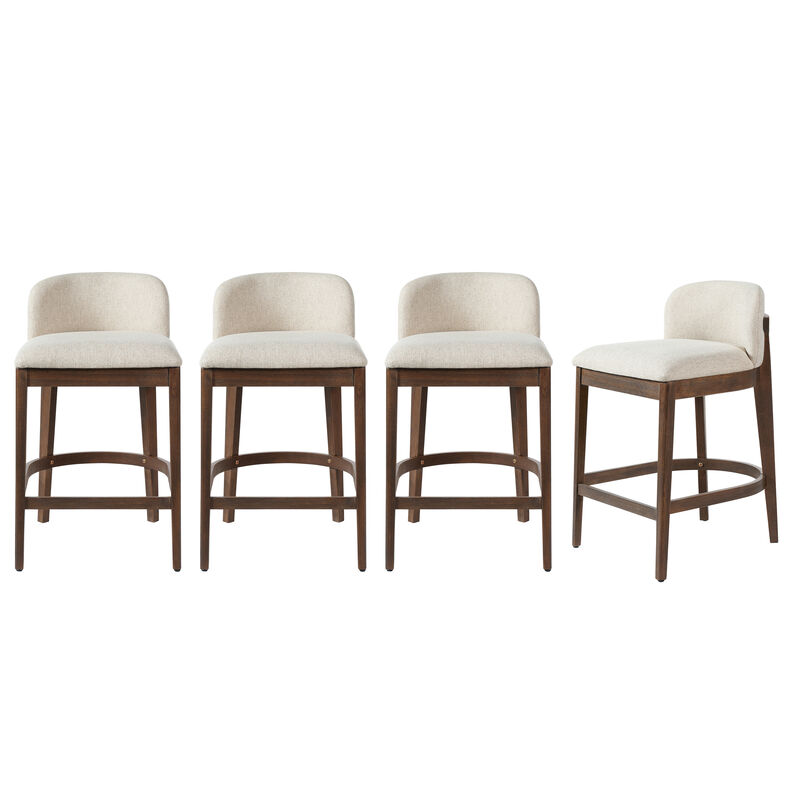Christopher Knight Home Truda Farmhouse Rubberwood Upholstered Counter Stools with Curved Backrest (Set of 4) image number 0