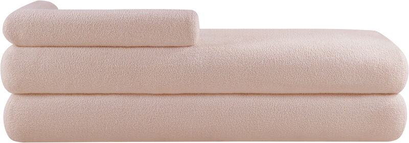 Meridian Furniture Kennedy Pink Faux Shearling Teddy Fabric Bench