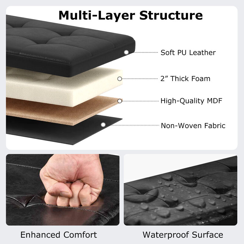 Multi-Use Folding Ottoman Bench with Storage and Footrest image number 7