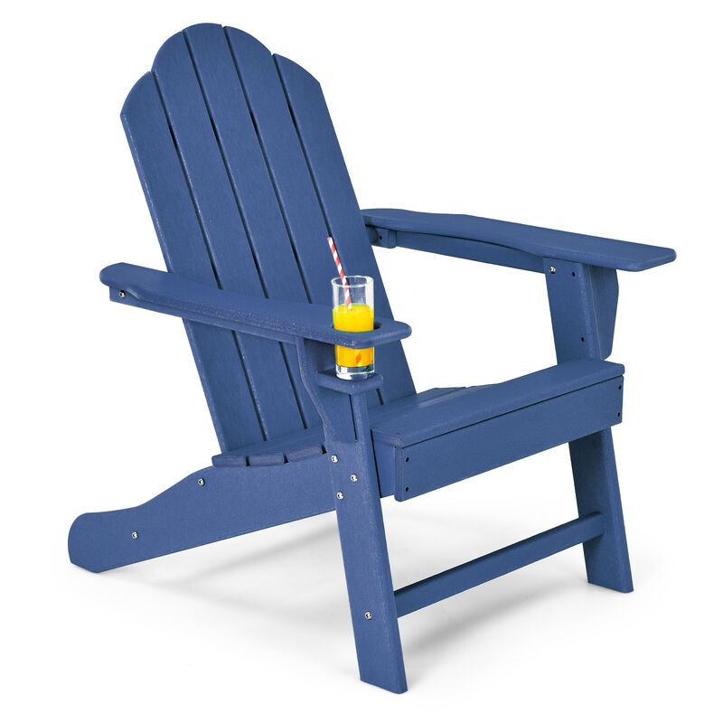 Outdoor Adirondack Chair with Built-in Cup Holder for Backyard Porch