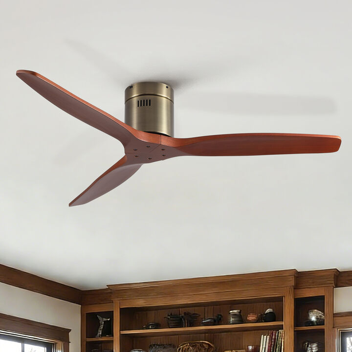 ELEMENT ACE 52 Inch Low Profile Flush Mount Ceiling Fan Reversible DC Motor Quiet Powerful High Airflow Energy Efficient ETL Listed For Indoor Dry Spaces