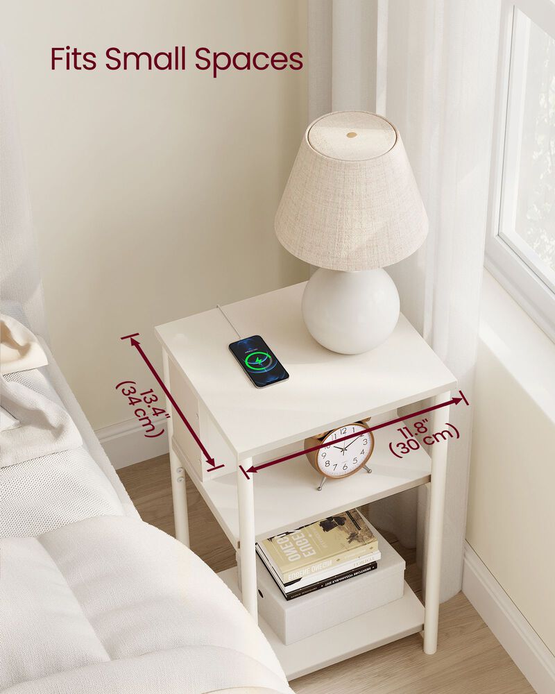 Side Table with Charging Station - 3-Tier End Table with USB Ports and Outlets for Convenient Charging image number 4