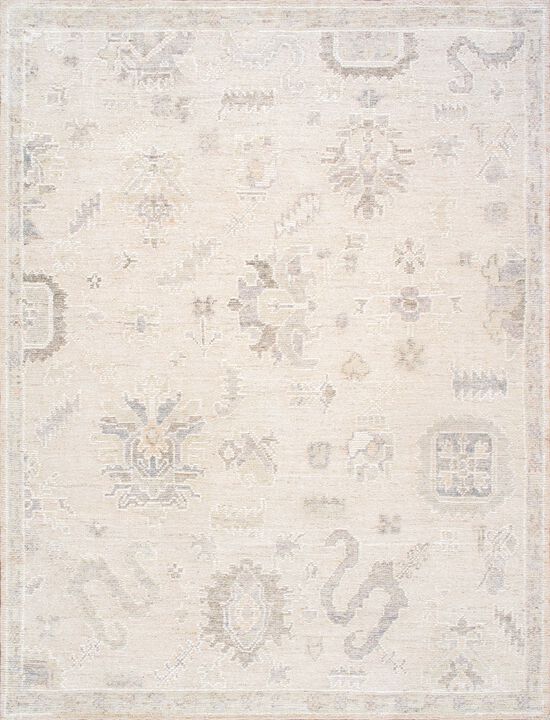 Pasargad Home Oushak Hand-Knotted Wool Salmon Area Rug- 9' 3'' X 12' 2''