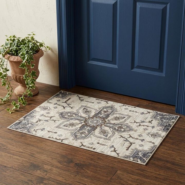 HomeRoots Floral Medallion Area Rug