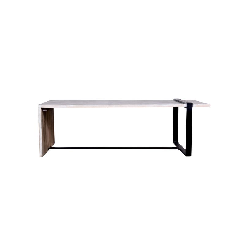 Farmhouse Rectangular Coffee Table with Wooden Top and Geometric Metal Frame, Gray and Black-Benzara