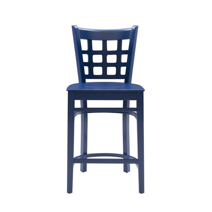 Linon Lola Navy Counter Stool W Wood Seat
