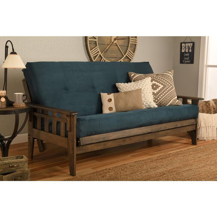 Tucson Frame-Rustic Walnut Finish-Suede Navy Mattress