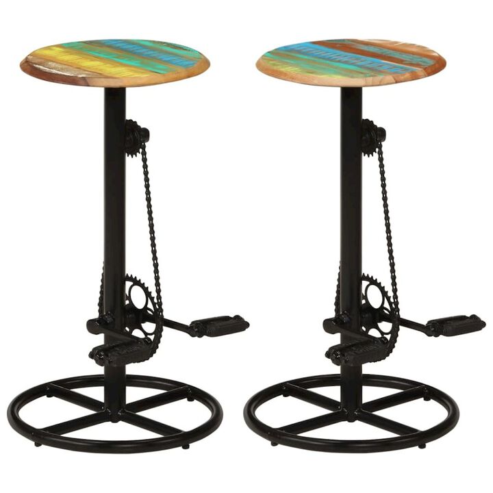 Bar Chair Set of 2 Multicolor top with black steel frame