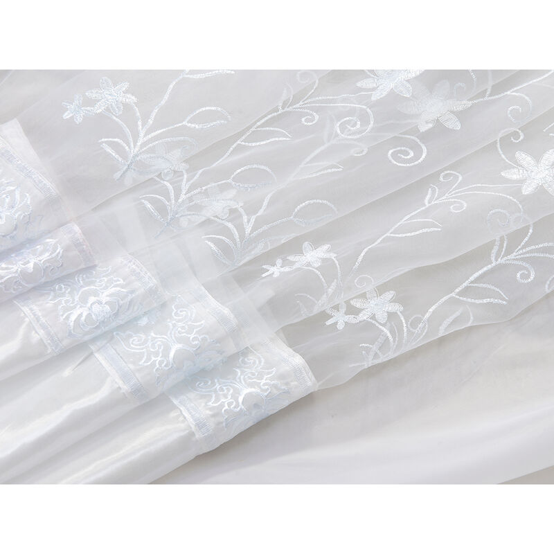 Priscilla Embroidered Panel With Double Valance 54'' x 90'' Burgundy