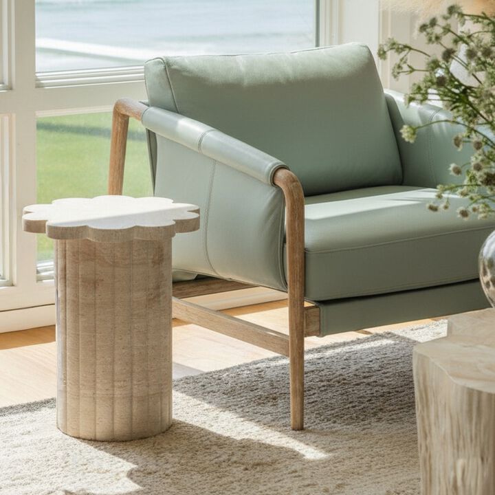 Chakka Blue Genuine Leather Accent Chair