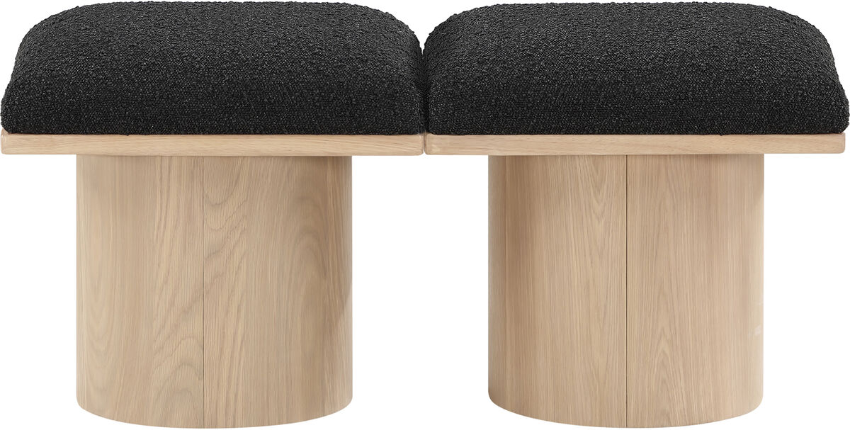 Meridian Furniture Pavilion Black Boucle Fabric Bench