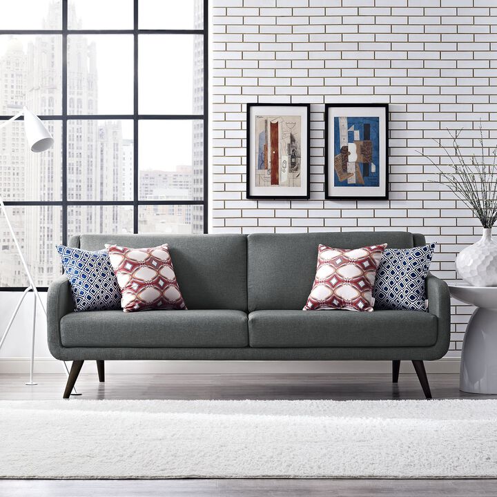 Modway Verve Upholstered Fabric Mid-Century Sofa, Gray