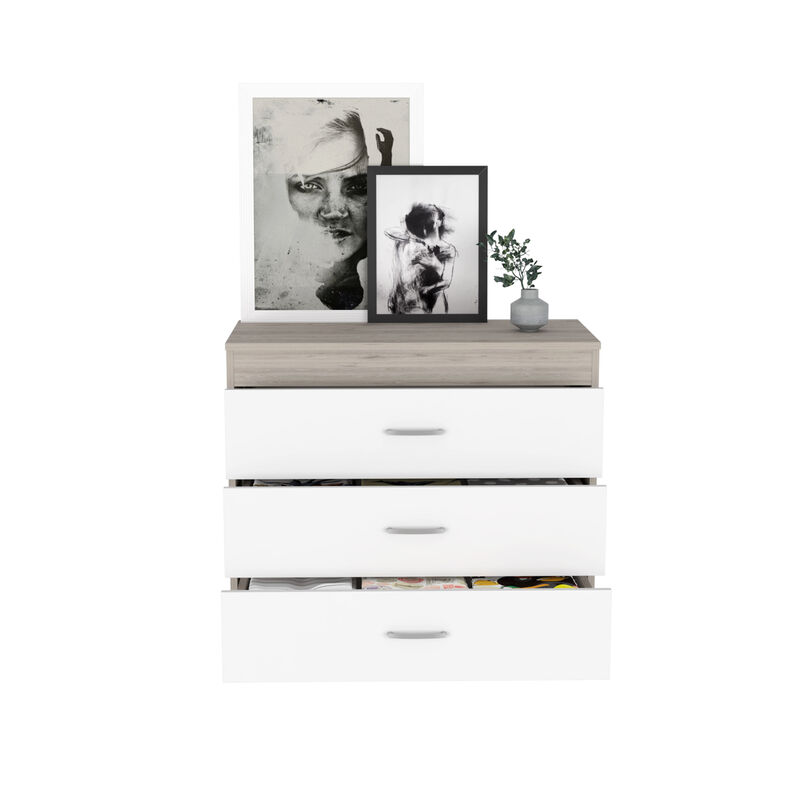 Three Drawer Dresser Lial, Bedroom, Light Gray / White