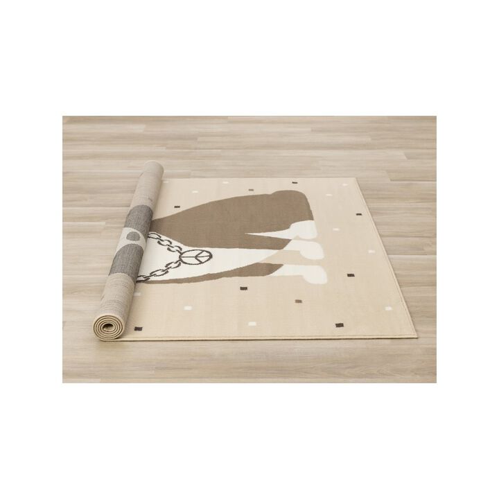 Novelle Home Functional Kids Beige Brown Swaggy Dog Area Rug, 5'3 x 7'5