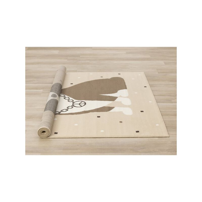 Novelle Home Functional Kids Beige Brown Swaggy Dog Area Rug, 3'11 x 5'7 image number 3