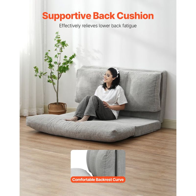 Foldable Sofa Bed 3-in-1 Couch Sleeper Chair with High Density Memory Foam-Light Grey image number 4