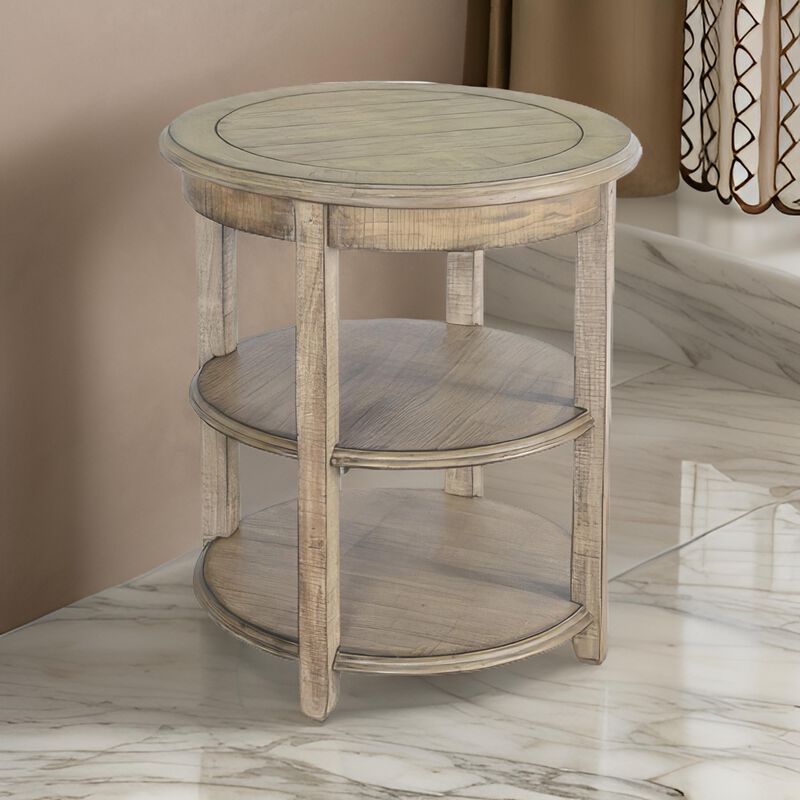 Rena Side End Table, 2 Shelves, 24 Inch Plank Light Brown Mahogany image number 5