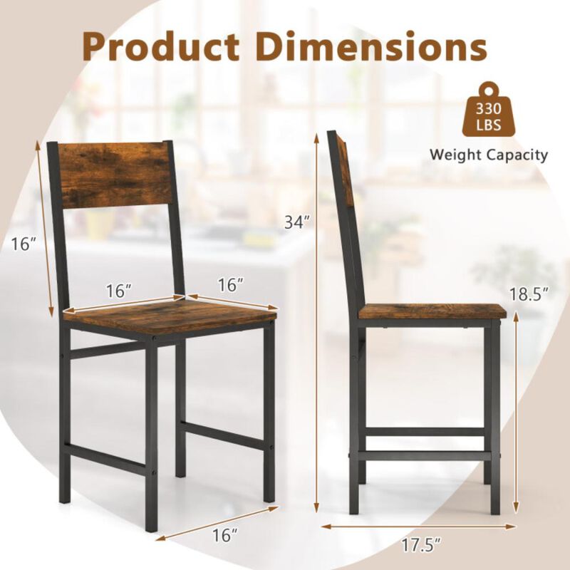 Hivvago Industrial Kitchen Side Chairs Set of 2 with Metal Legs and Slanted Back